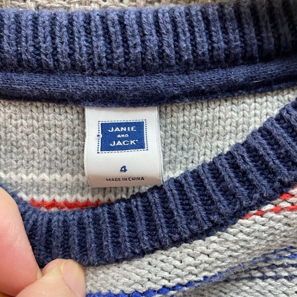 Janie and Jack striped longsleeve pull over sweater - Picture 4 of 4
